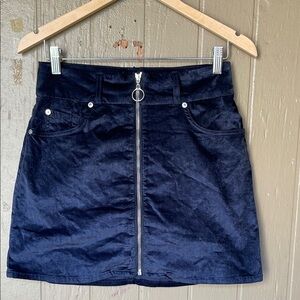 7 for All Mankind Navy Blue Zipper Front Skirt
